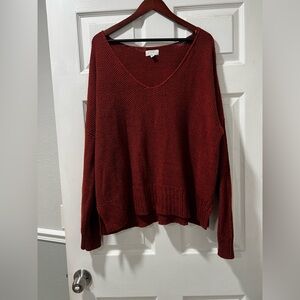 Lucky Brand Deep Red V-Neck Sweater